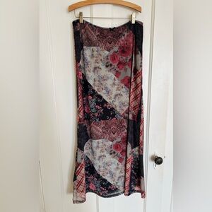 Primark Pink and Black Paisley Floral Maxi Skirt